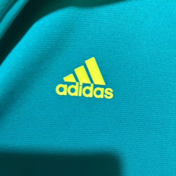 Adidas Teal and Neon Yellow Zip Up Sweatshirt - Picture 4 of 6